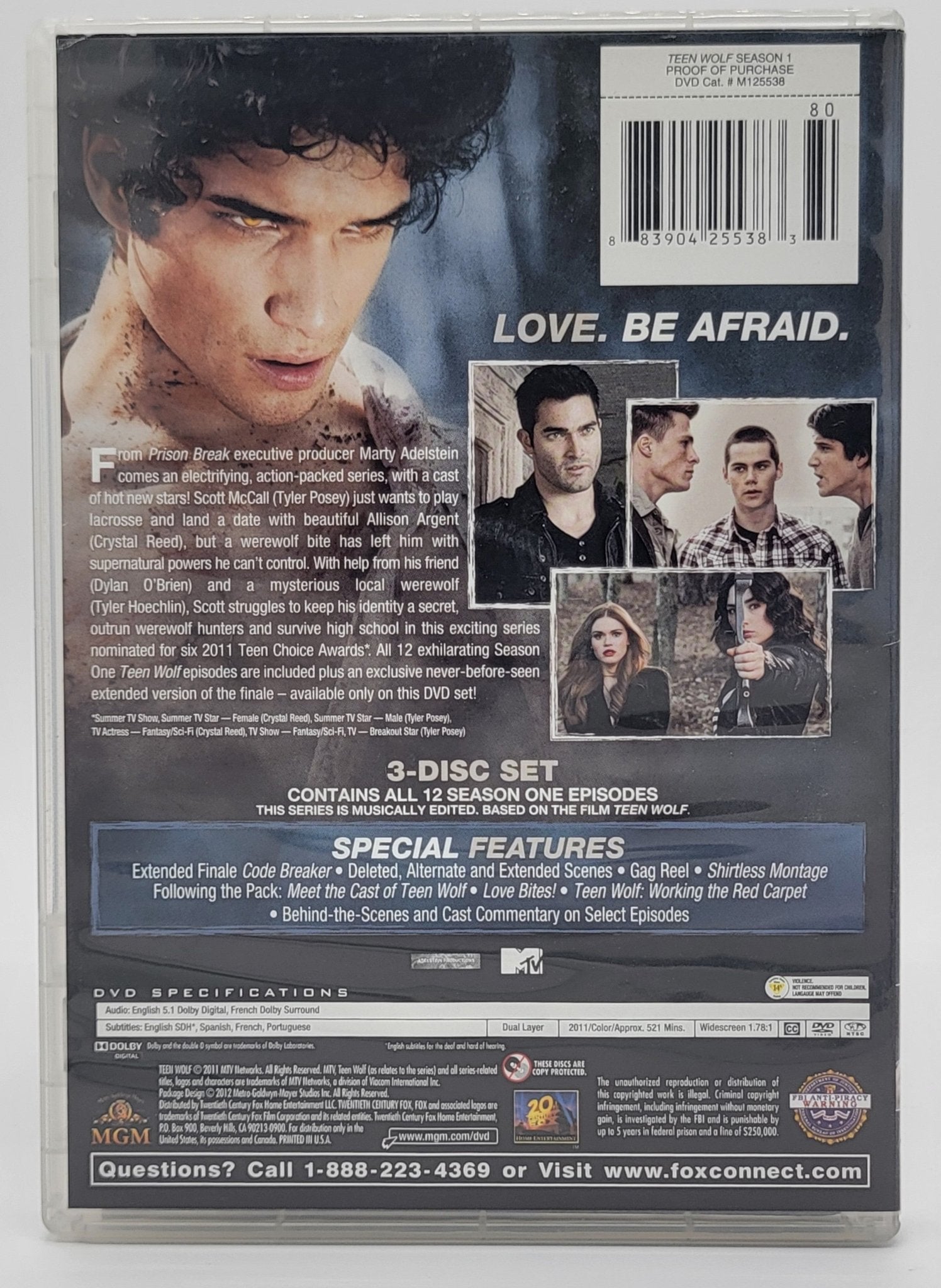 ‎ MGM Home Entertainment - Teen Wolf - The Complete Season One | DVD | Widescreen - 3 Disc Set - DVD - Steady Bunny Shop