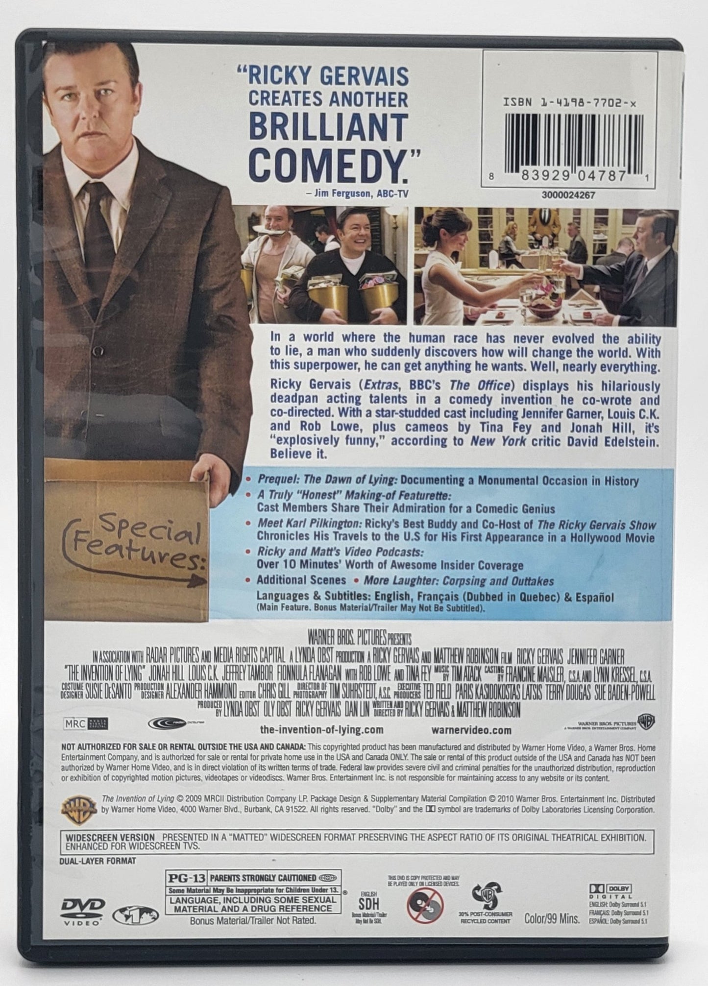 Warner Brothers - The Invention of Lying | DVD | Widescreen - DVD - Steady Bunny Shop