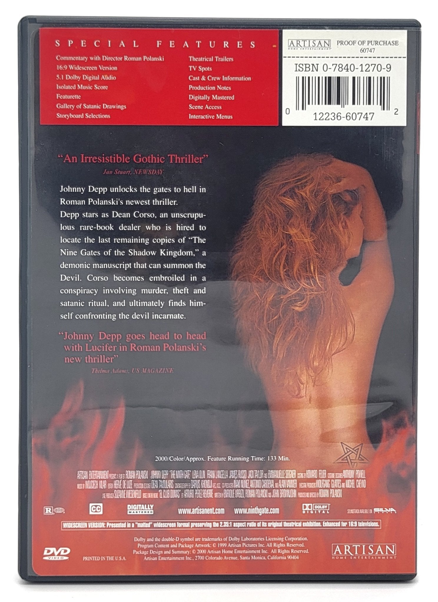 Artisan Home Entertainment - The Ninth Gate | DVD |Widescreen - DVD - Steady Bunny Shop