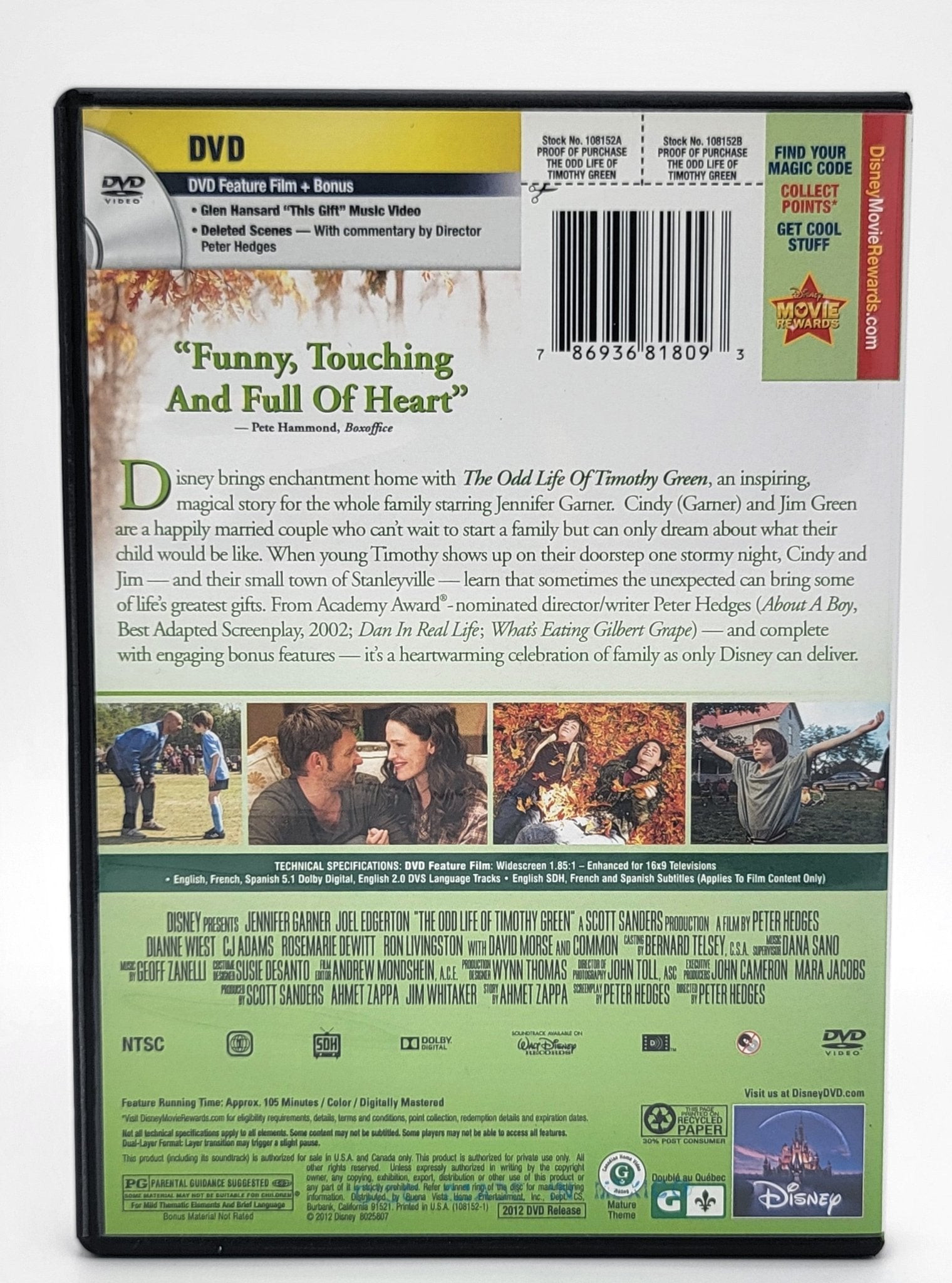 Walt Disney Studios Home Entertainment - The Odd Life of Timothy Green | DVD | Widescreen - DVD - Steady Bunny Shop