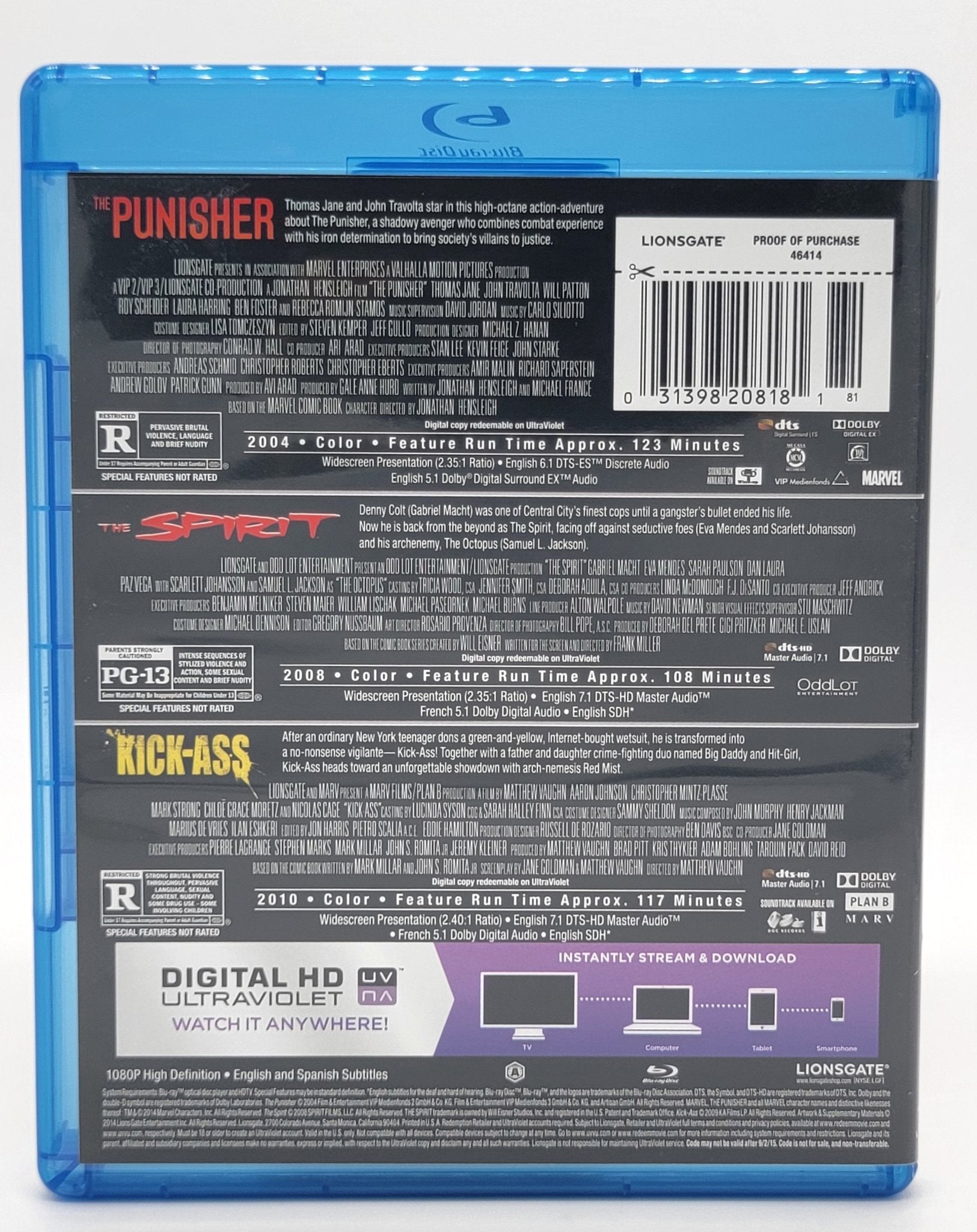 Lions Gate Films Inc. - The Punisher, The Spirit & Kick Ass | Blu Ray - Digital Copy Expired - Blu - ray - Steady Bunny Shop