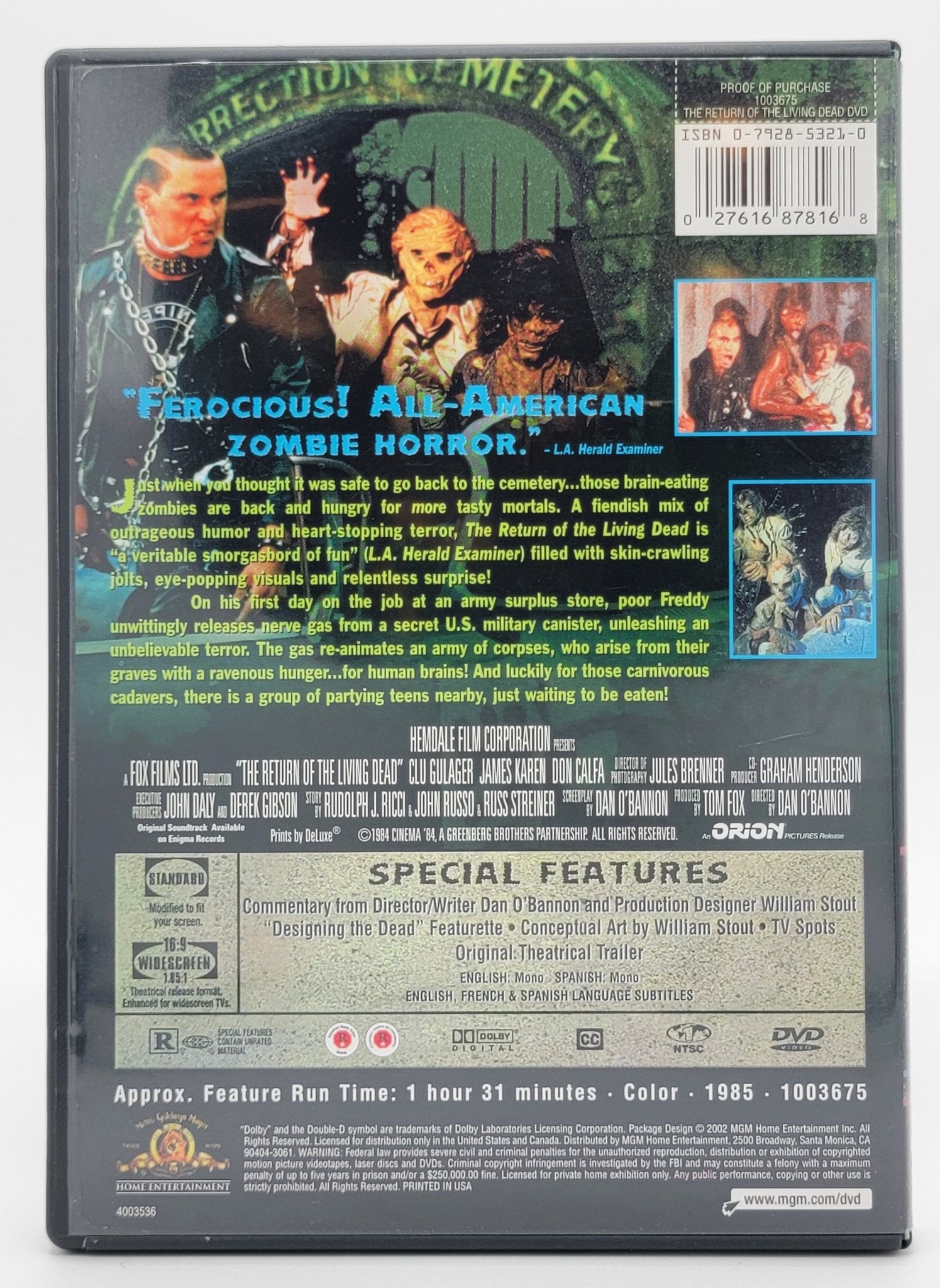 ‎ MGM Home Entertainment - The Return of the Living Dead | DVD | Standard & Widescreen - DVD - Steady Bunny Shop