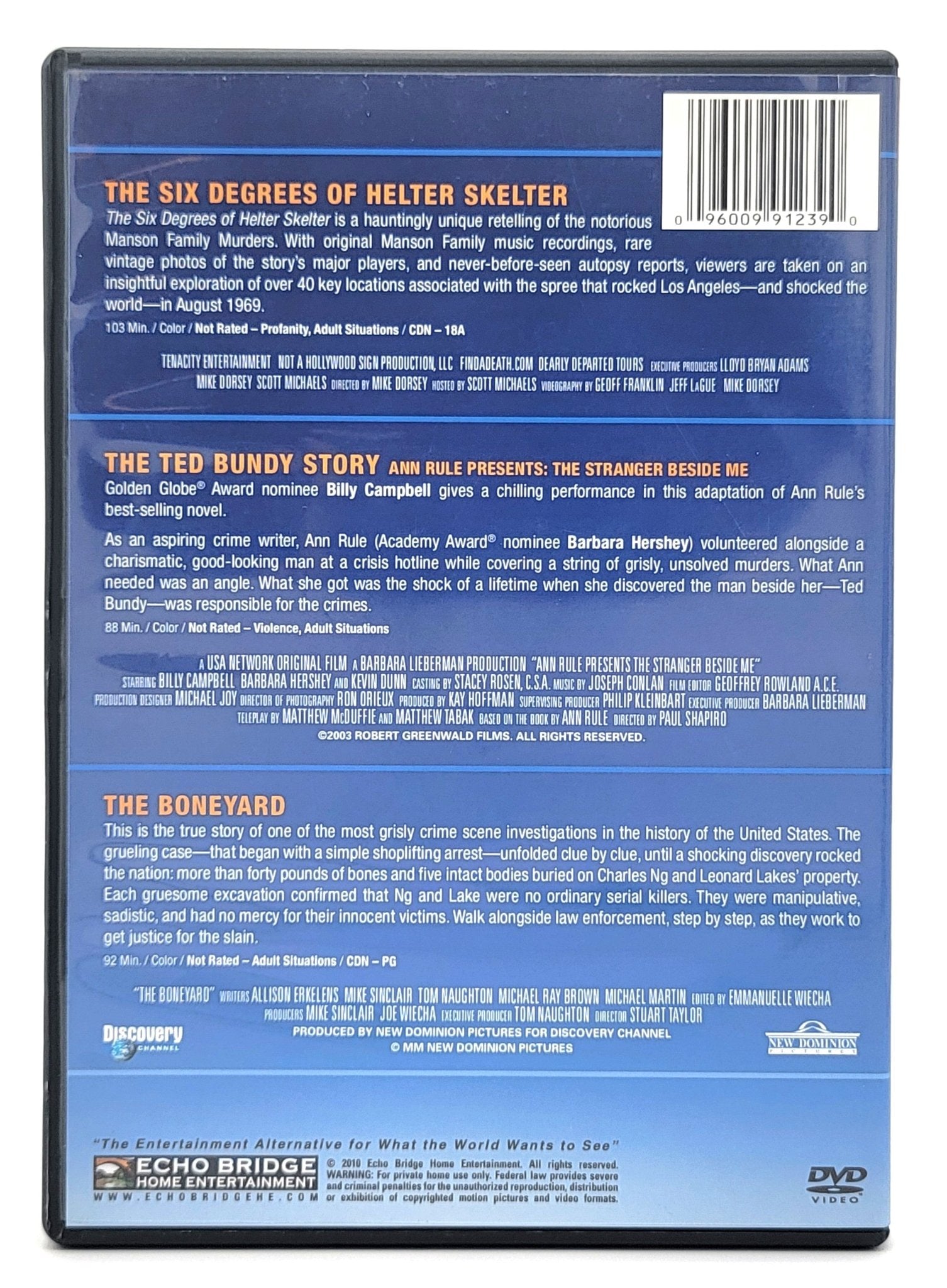 Echo Bridge Home Entertainment - The Six Degrees of Helter Skelter - America's Most Horrific Serial Killer - 3 Film Set - DVD - Steady Bunny Shop