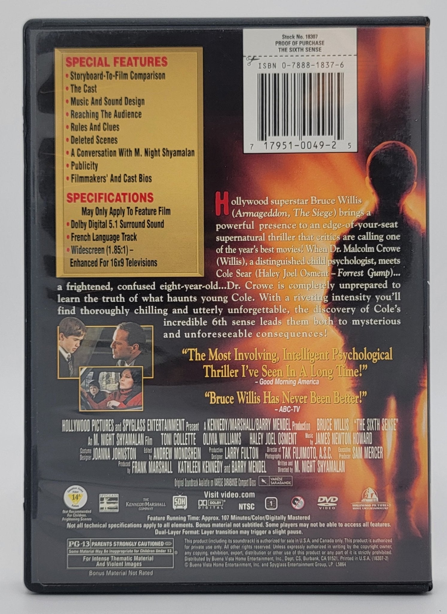 Hollywood Pictures Home Entertainment - The Sixth Sense | DVD | Collector's Edition Series - Widescreen - DVD - Steady Bunny Shop