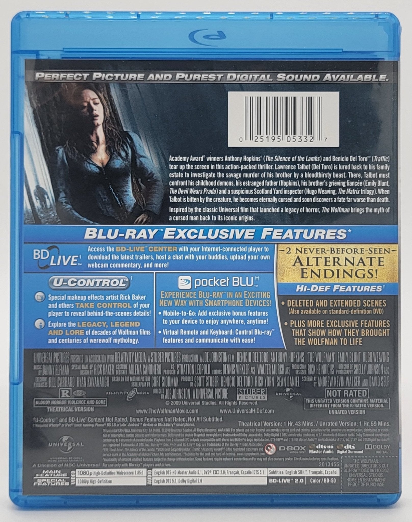 Universal Studios Home Entertainment - The Wolfman - Unrated Director's Cut 2009 | Blu - ray | 2 Versions Unrated & Theatrical + 2 Alternate Endings - 2 Disc Set - Blu - ray - Steady Bunny Shop