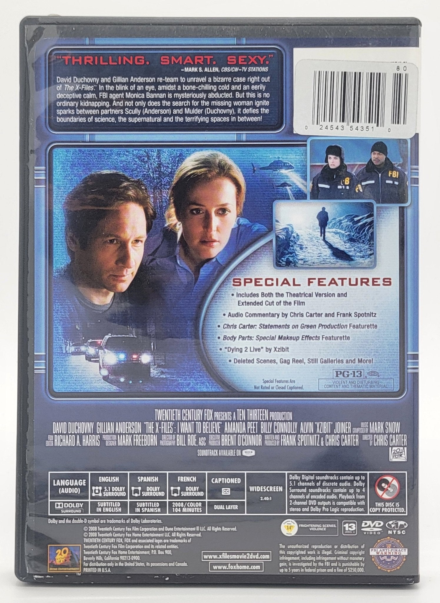 20th Century Fox Home Entertainment - The X Files - I Want to Believe 2008 | DVD | Widescreen with Footage Not Seen in Theaters - DVD - Steady Bunny Shop