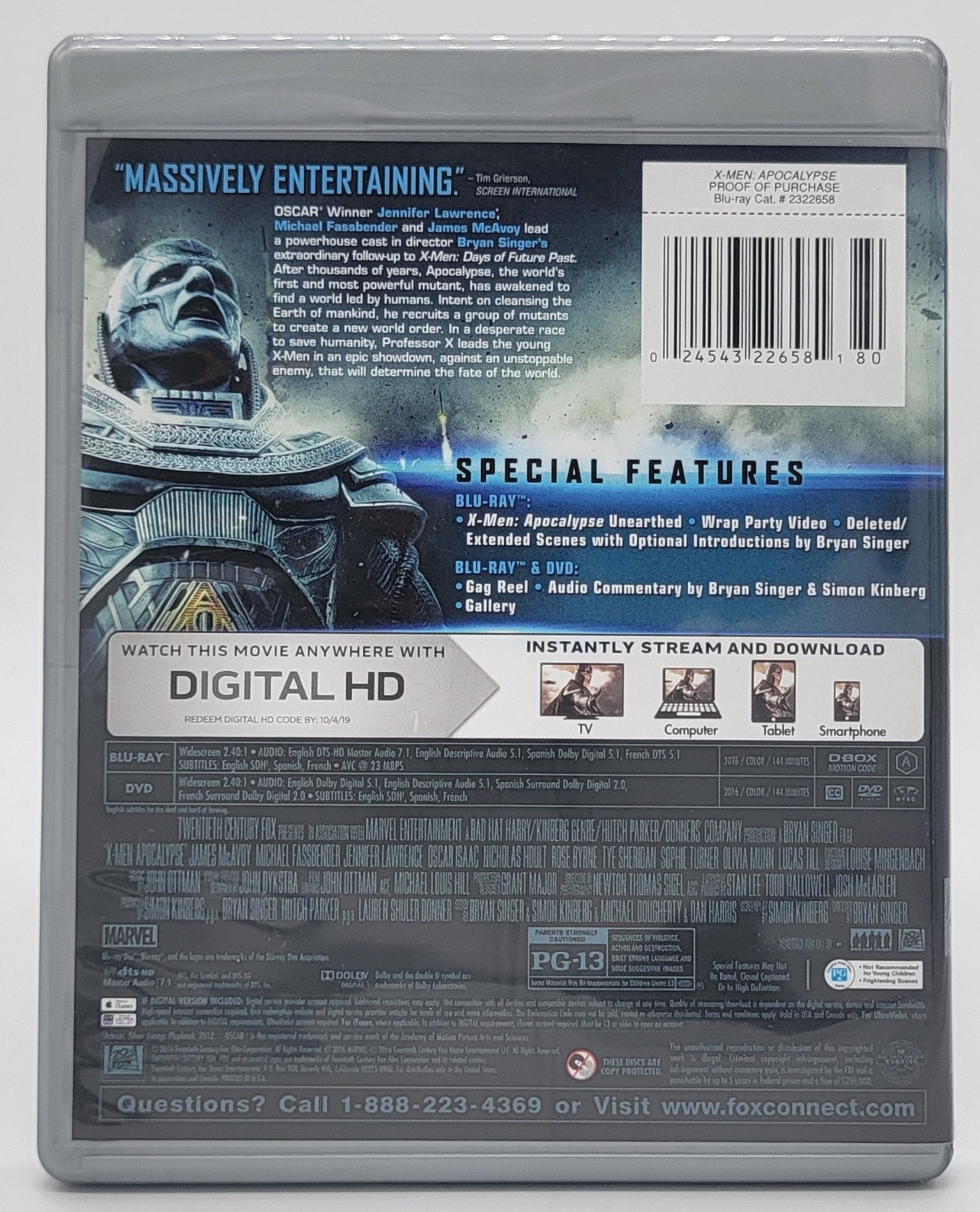 20th Century Fox Home Entertainment - X - Men Apocalypse | Blu - Ray & DVD - No Digital Copy | 2 Disc Set - DVD & Blu - ray - Steady Bunny Shop