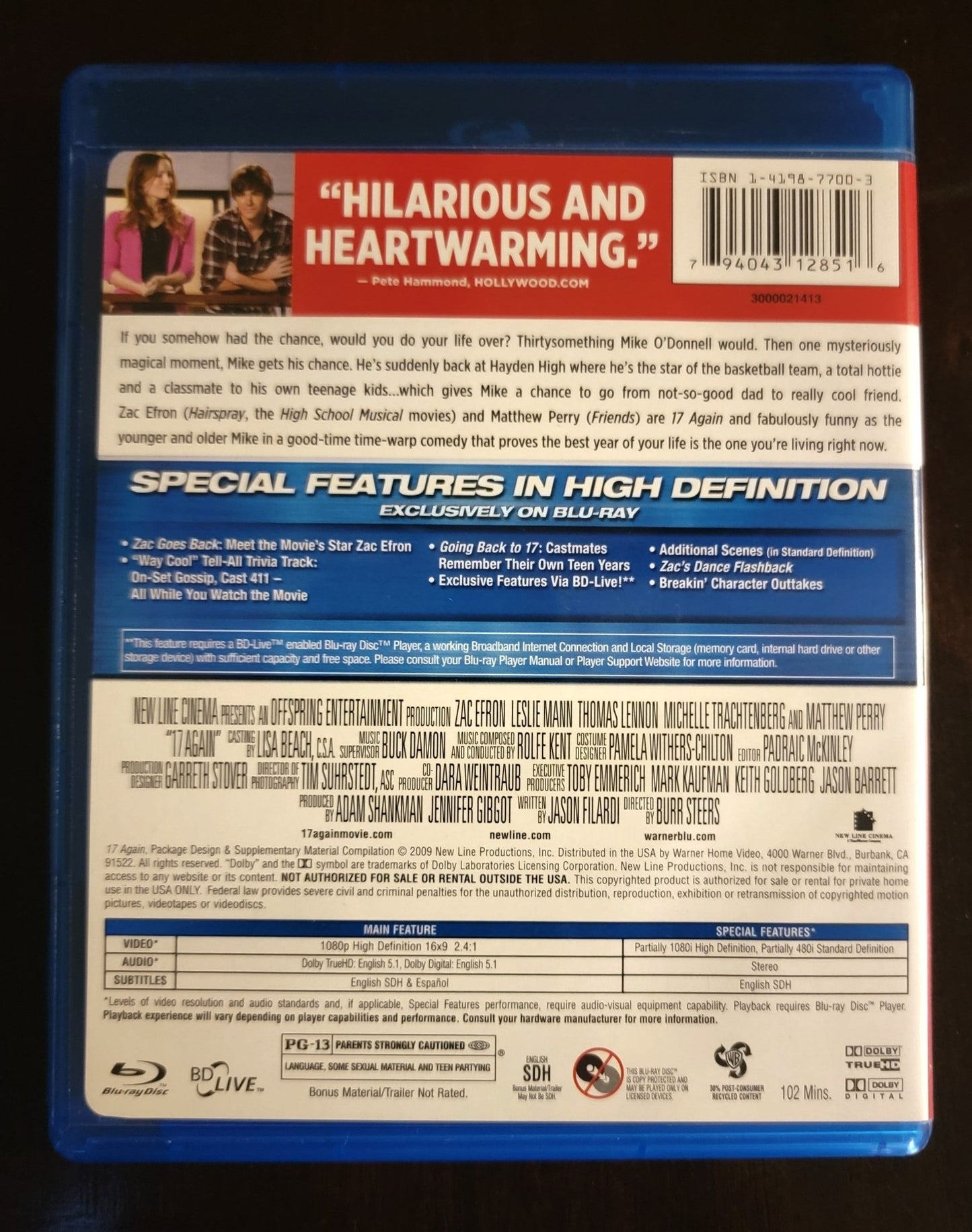 Warner Home Video - 17 Again | Blu-ray | Zac Efron - Blu-ray - Steady Bunny Shop