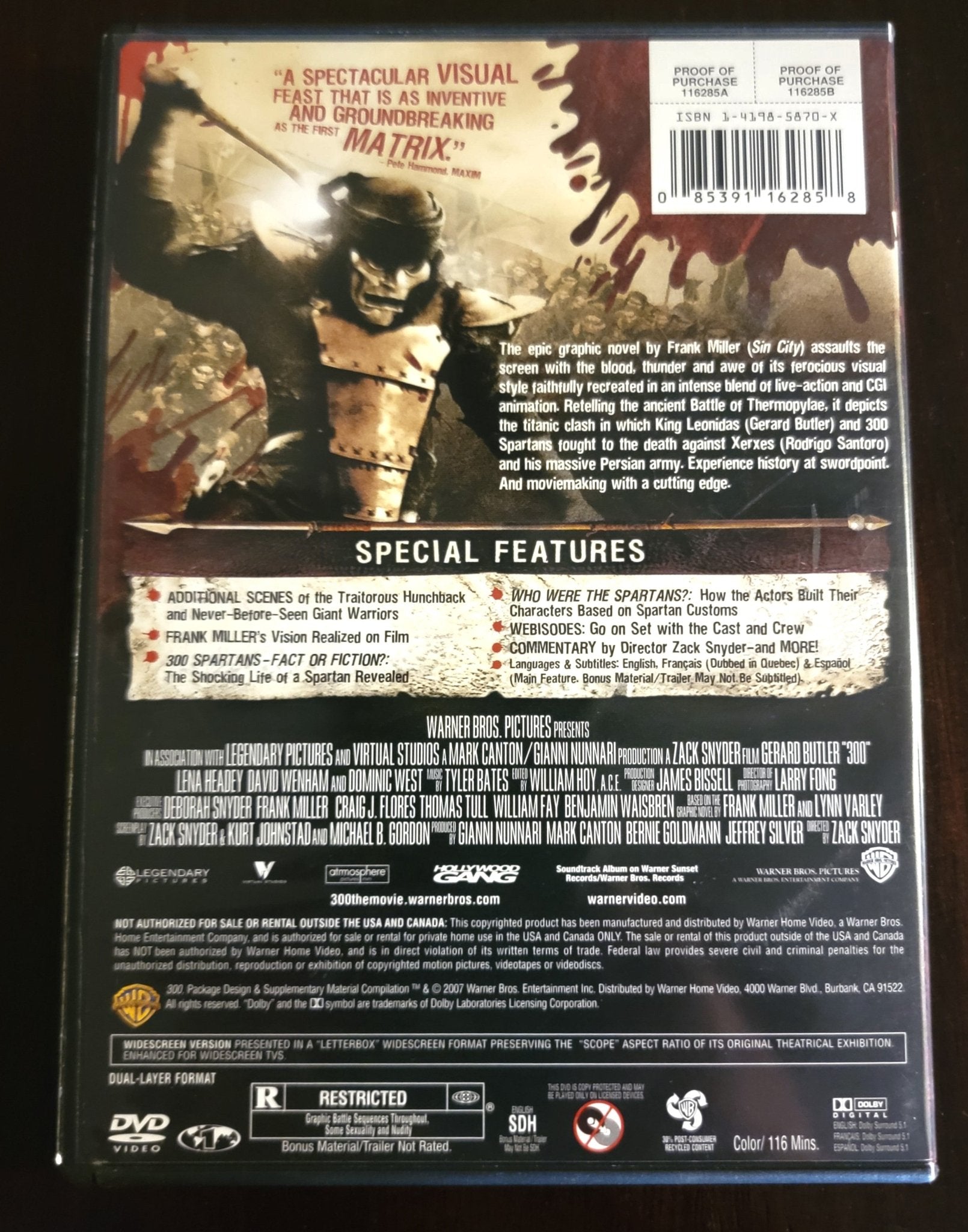 Warner Brothers - 300 | DVD | Two Disc Special Edition - Widescreen - DVD - Steady Bunny Shop