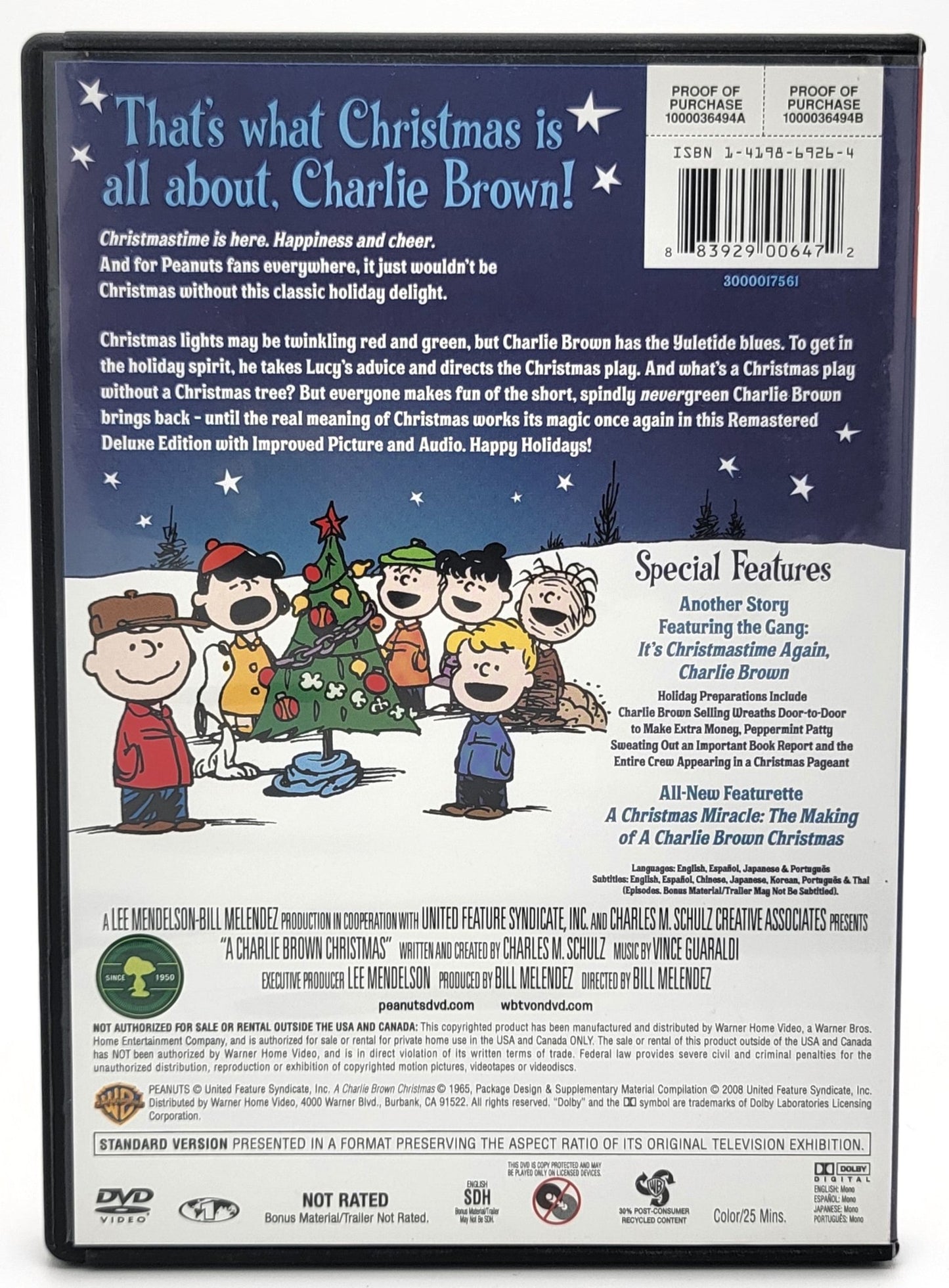 Warner Brothers - A Charlie Brown Christmas | DVD | Remastered Deluxe Edition - DVD - Steady Bunny Shop
