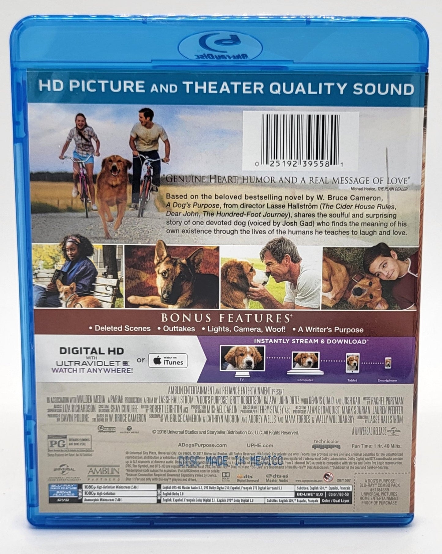 ‎ Universal Pictures Home Entertainment - A Dog's Purpose | Blu-ray & DVD | Widescreen - DVD & Blu-ray - Steady Bunny Shop