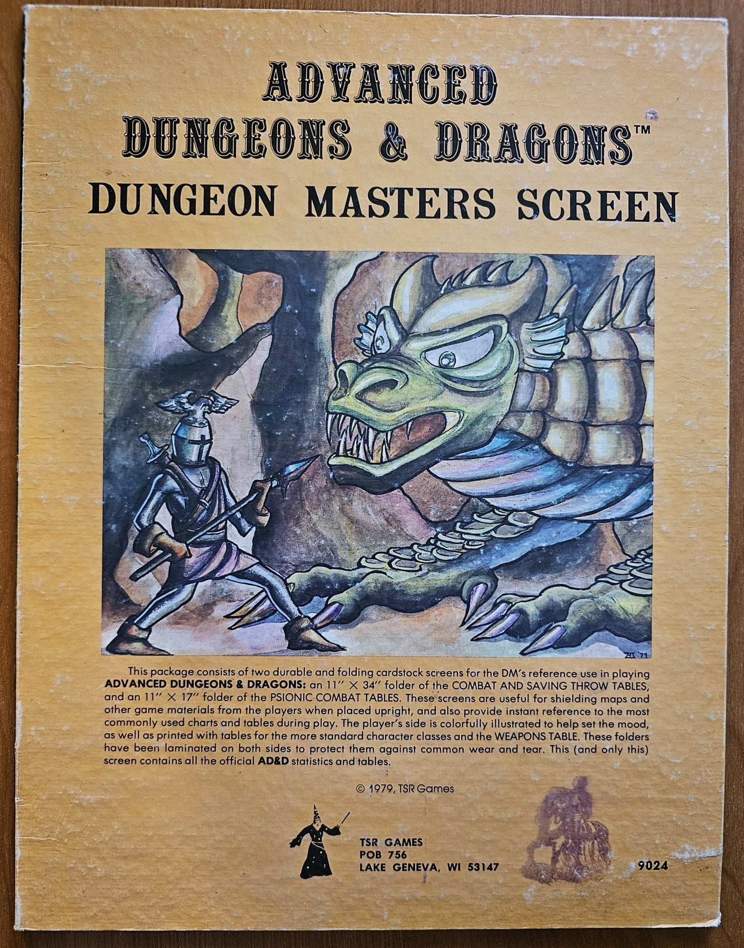 TSR, Inc - Advanced Dungeons And Dragons | Dungeon Masters Screen - Reference Placard - Steady Bunny Shop