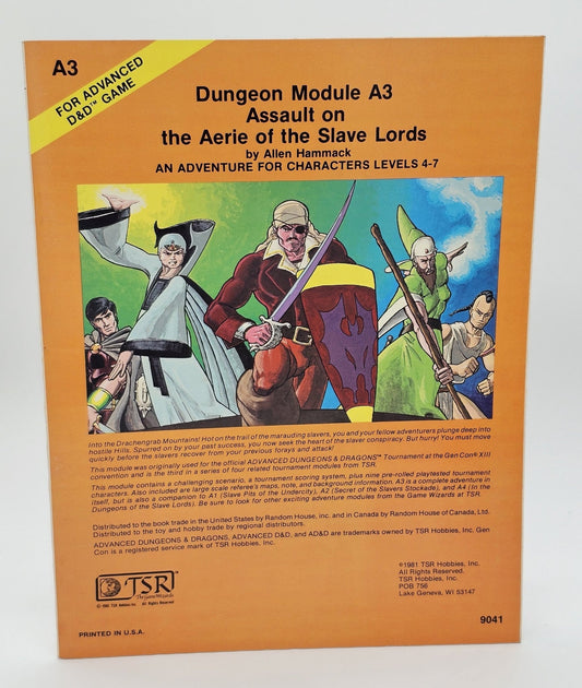 TSR, Inc - Advanced Dungeons & Dragons | Assault On The Aerie Of The Slave Lords | Dungeon Module A3 - Dungeon Module - Steady Bunny Shop