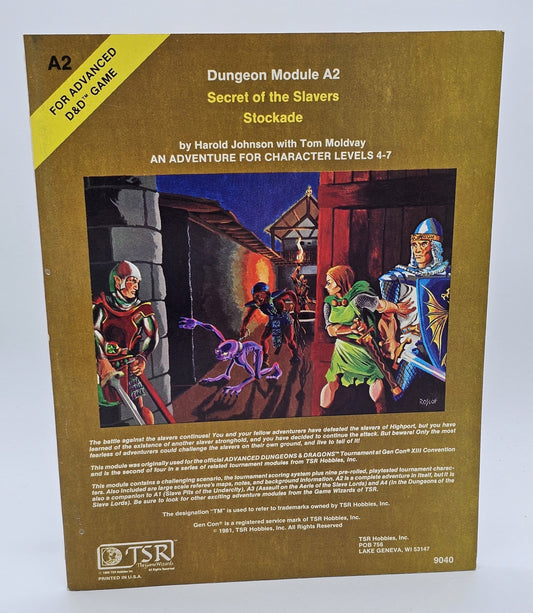 TSR, Inc - Advanced Dungeons & Dragons | Secret Of The Slavers Stockade | Dungeon Module A2 - Dungeon Module - Steady Bunny Shop