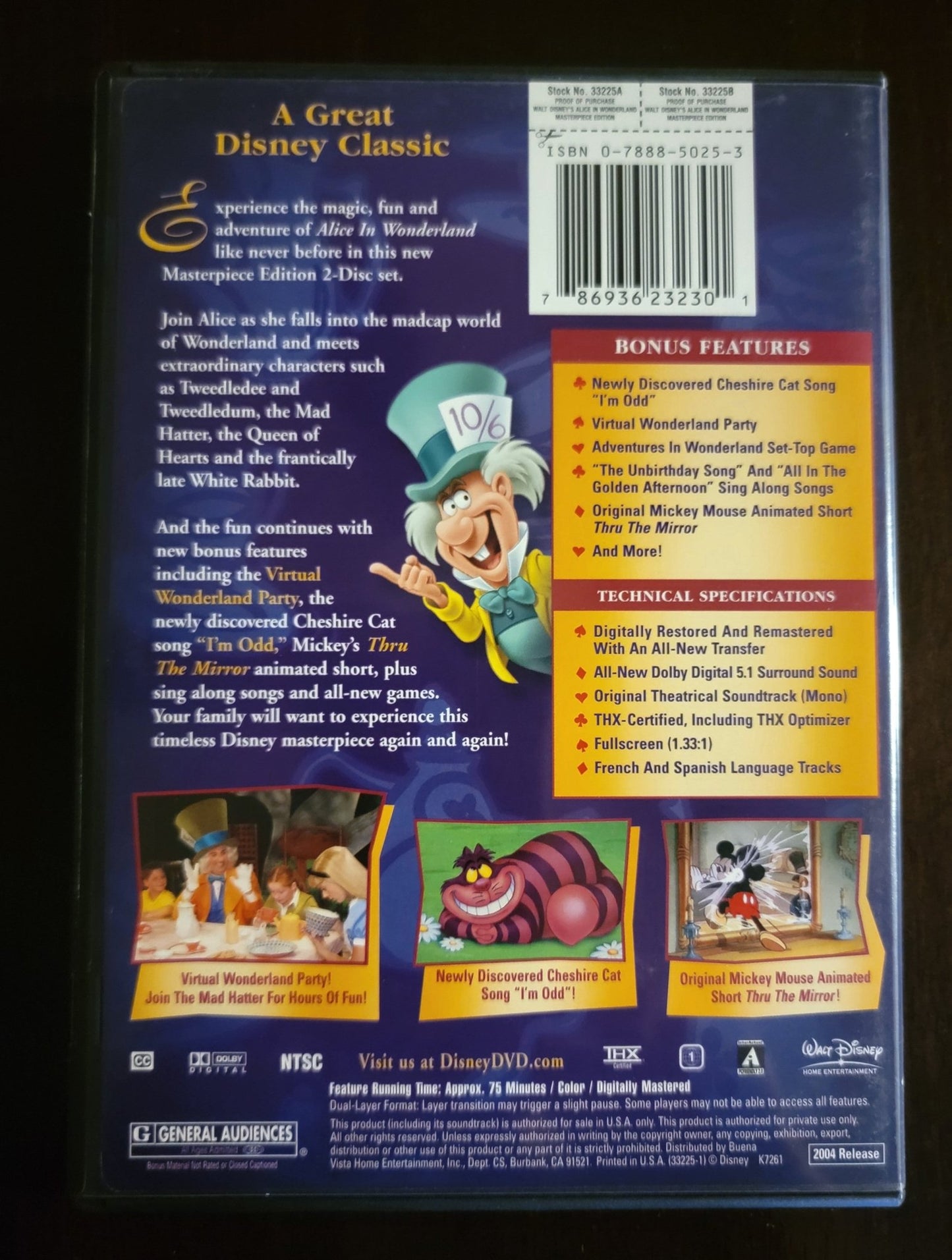 WALT DISNEY PICTURES - Alice in Wonderland | DVD | Masterpiece Edition 2 Disc Set Includes A Virtual Wonderland Party - DVD - Steady Bunny Shop