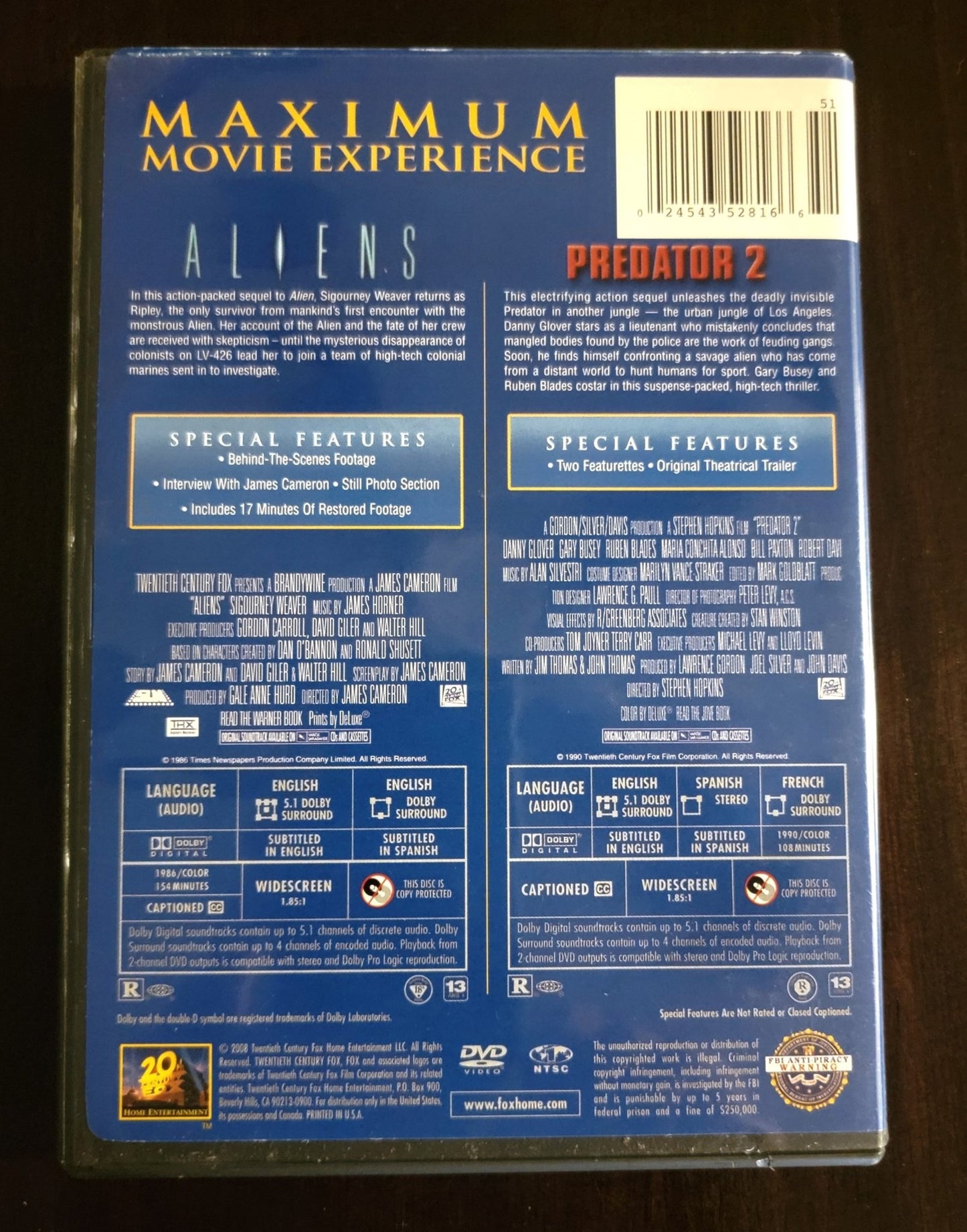 20th Century Fox Home Entertainment - Aliens Predator 2 | DVD | Double Feature 2 DVD Set | Widescreen - DVD - Steady Bunny Shop