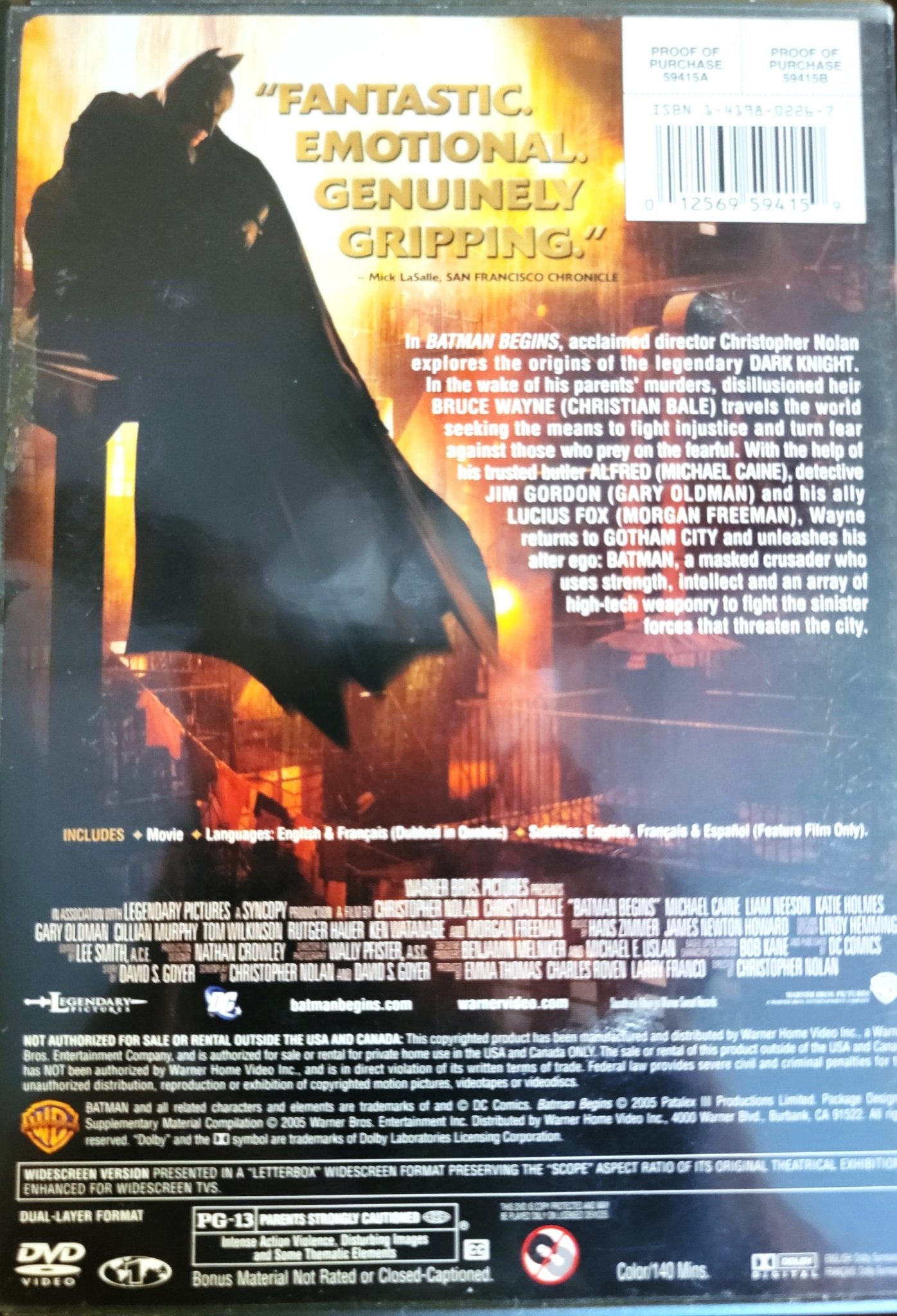 Warner Brothers - Batman Begins | DVD | Widescreen - DVD - Steady Bunny Shop