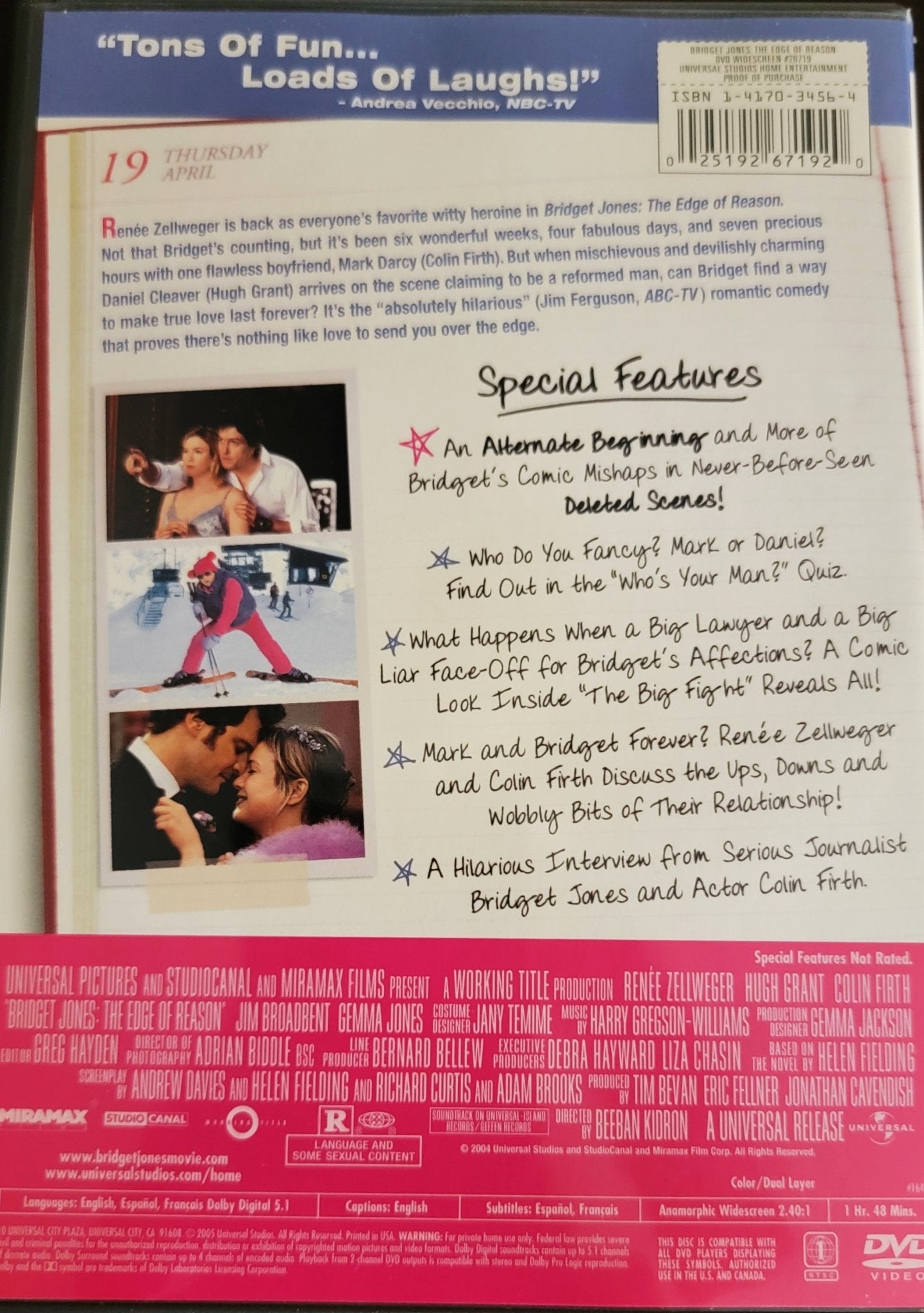 Universal Studios - Bridget Jones The Edge Of Reason | DVD | Widescreen - DVD - Steady Bunny Shop