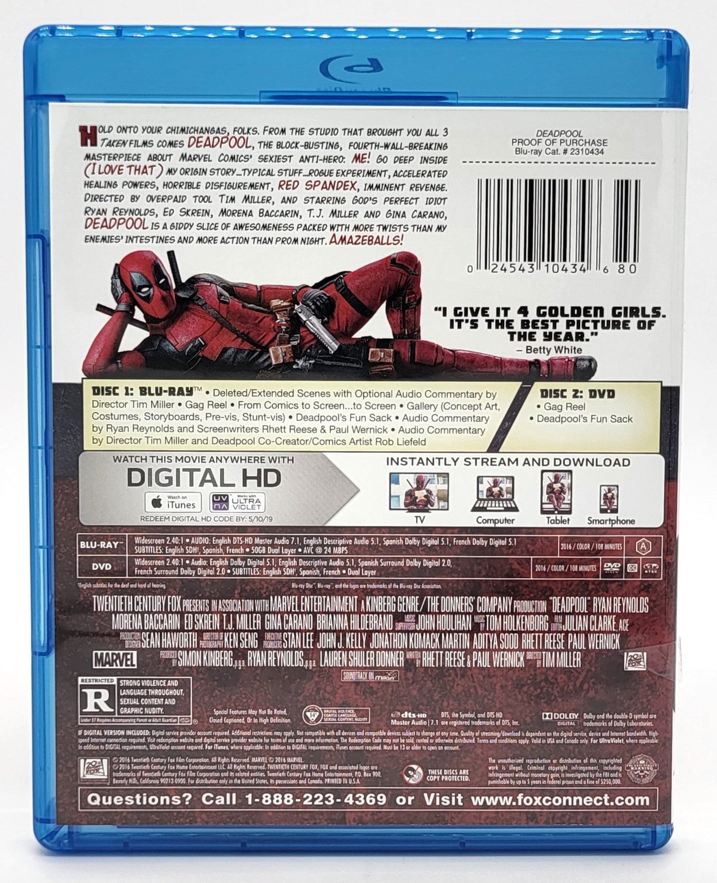 20th Century Fox Home Entertainment - Deadpool | Blu Ray & DVD | Widescreen - DVD & Blu-ray - Steady Bunny Shop