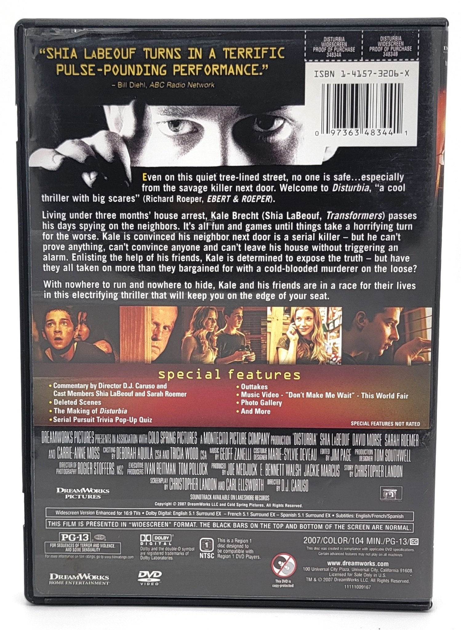 Paramount Pictures Home Entertainment - Disturbia | DVD | Widescreen - DVD - Steady Bunny Shop