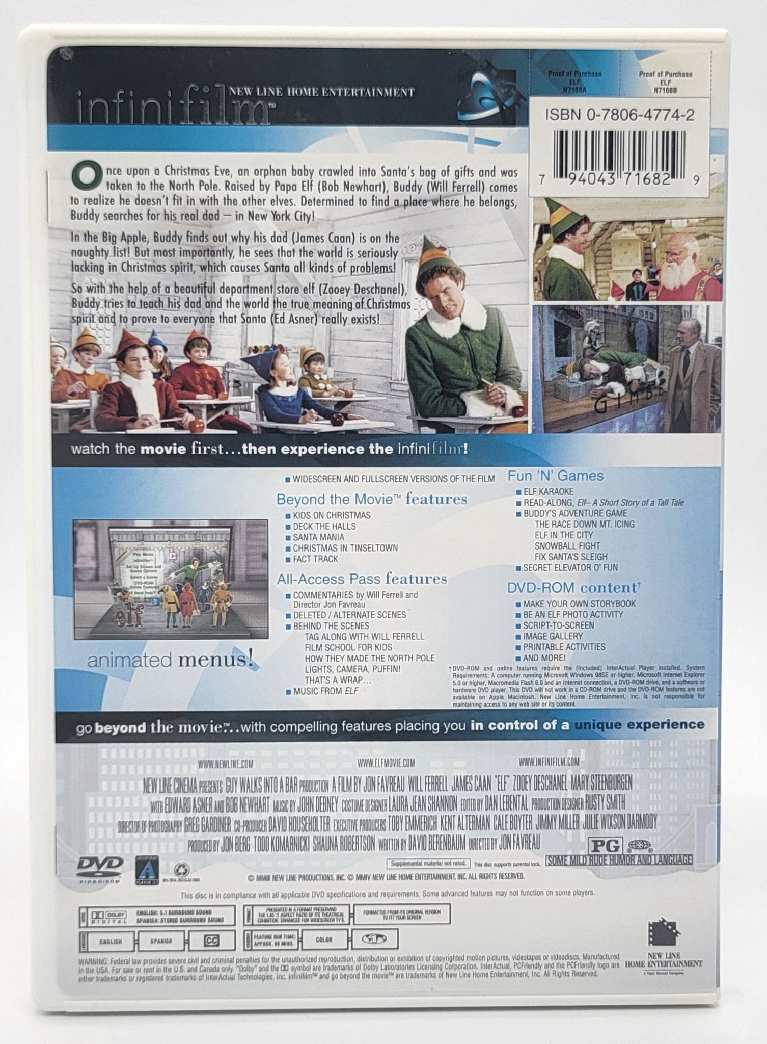 Warner Brothers - ELF | DVD | Infini Film Edition -Go Beyond the Movie - Full Screen & Widescreen - DVD - Steady Bunny Shop