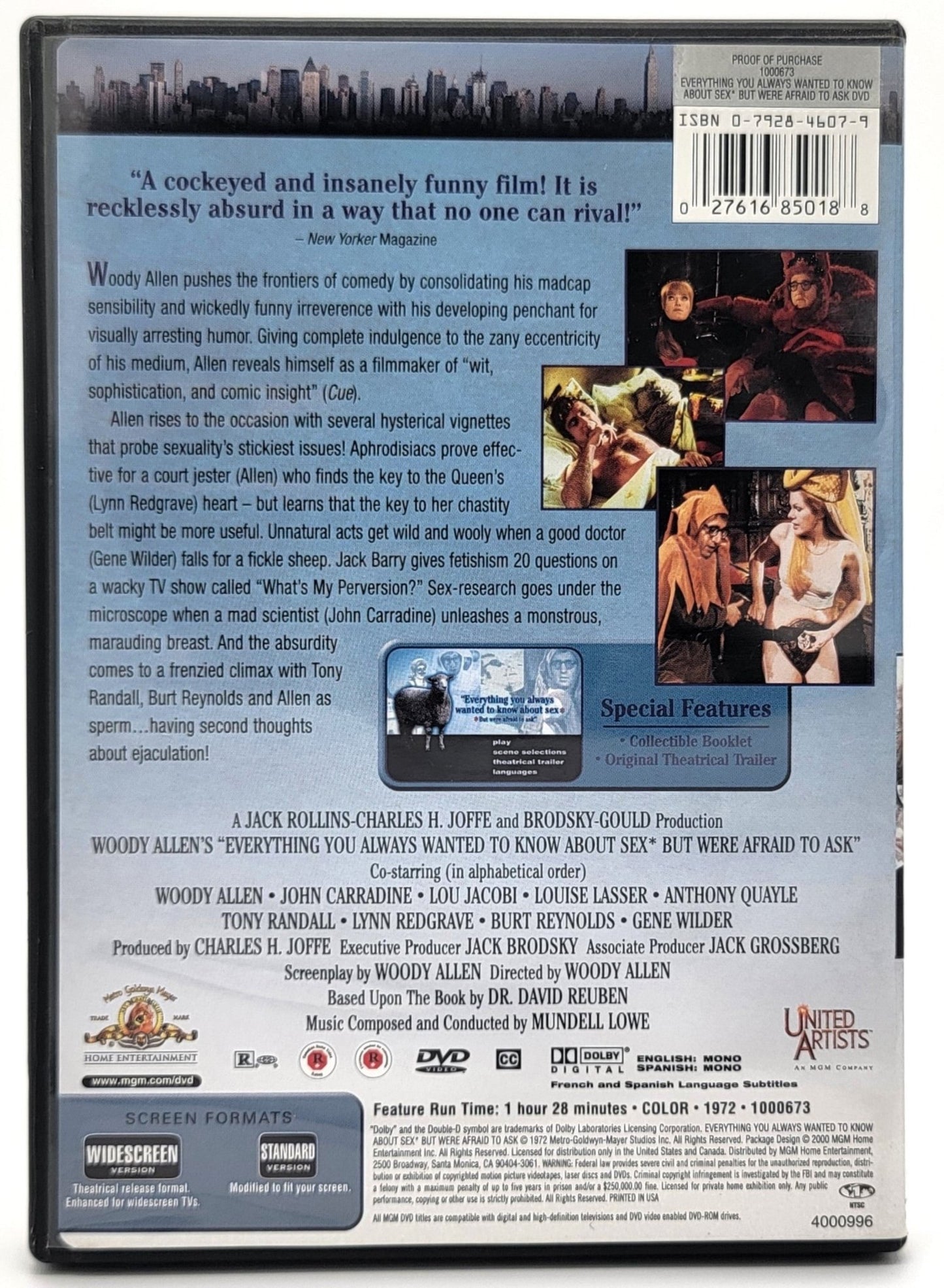 MGM - Everything you always wanted to know about sex but were afraid to ask | Woody Allen | DVD | Widescreen & Standard Version - DVD - Steady Bunny Shop