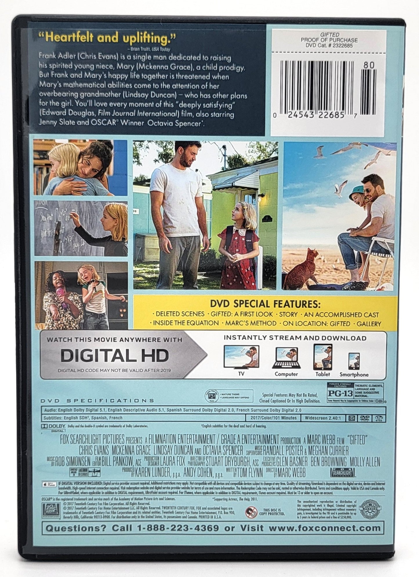 20th Century Fox Home Entertainment - Gifted | DVD - No Digital Copy - DVD - Steady Bunny Shop