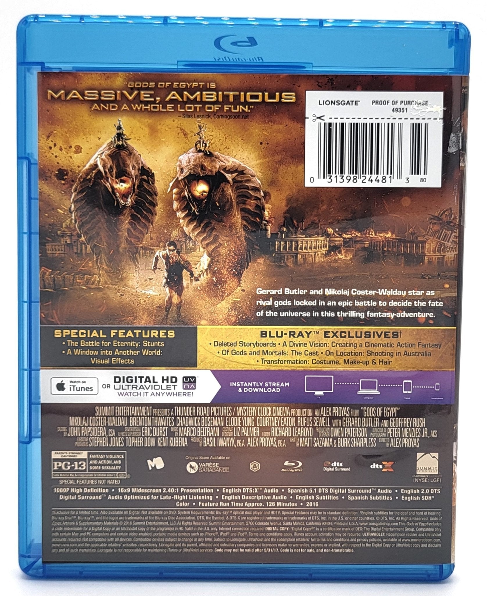Lionsgate Home Entertainment - Gods of Egypt | Blu ray | Widescree - No Digital Copy - Blu-ray - Steady Bunny Shop