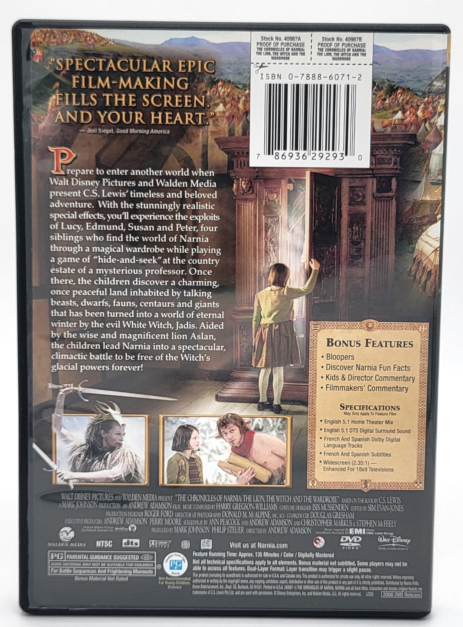 Walt Disney Pictures - The Chronicles of Narnia the Lion the Witch and The Wardrobe | DVD | Widescreen - DVD - Steady Bunny Shop