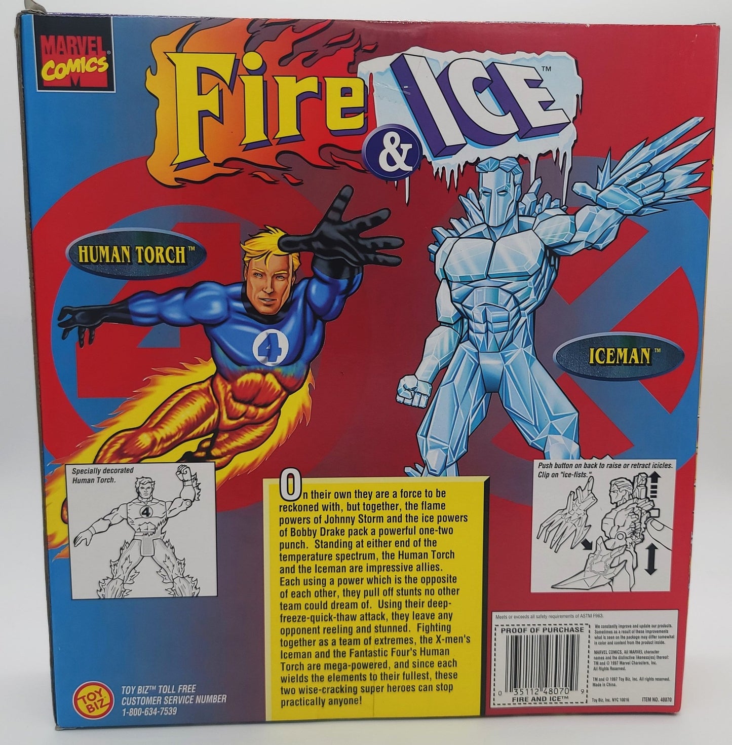 Toy Biz - Toy Biz | Fire & Ice 1997 Human Torch & Iceman | Limited Edition | Vintage Marvel Action Figure - Action Figures - Steady Bunny Shop