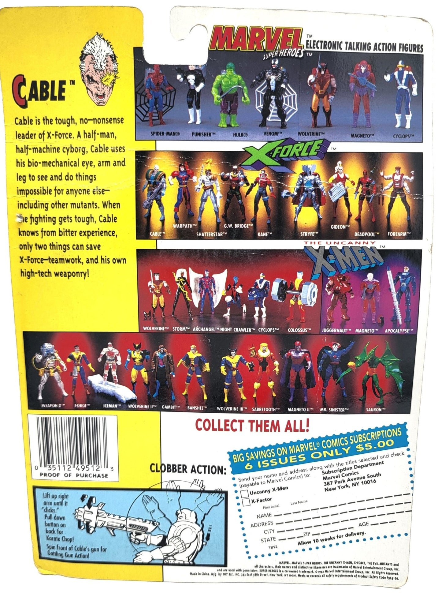 Toy Biz - Toy Biz | The Uncanny X-Men X- Force Cable 1992 | Vintage Marvel Action Figure - Action Figures - Steady Bunny Shop