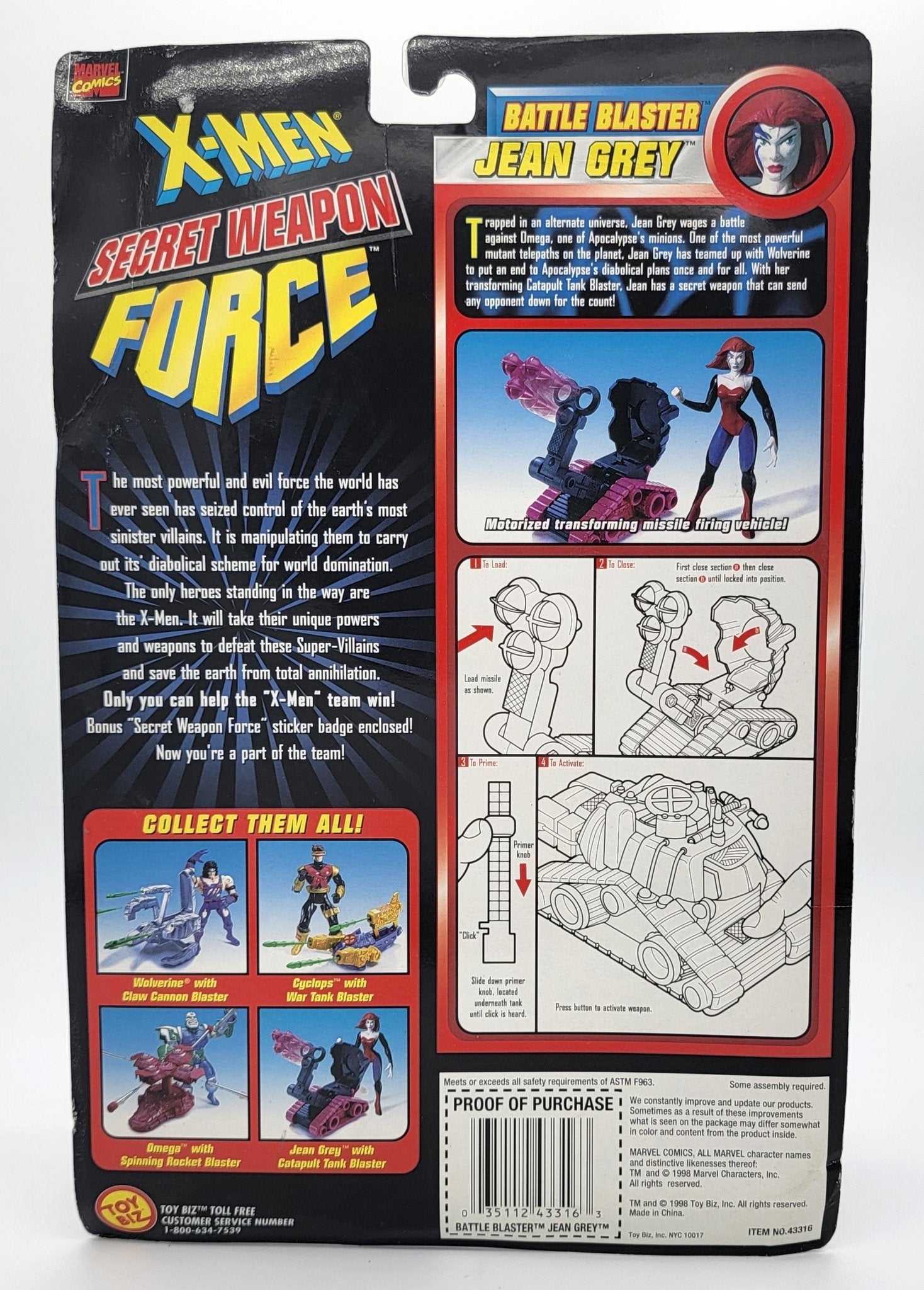 Toy Biz - Toy Biz | X-Men Secret Weapon Force - Jean Grey 1998 | Vintage Action Figure - Action Figures - Steady Bunny Shop