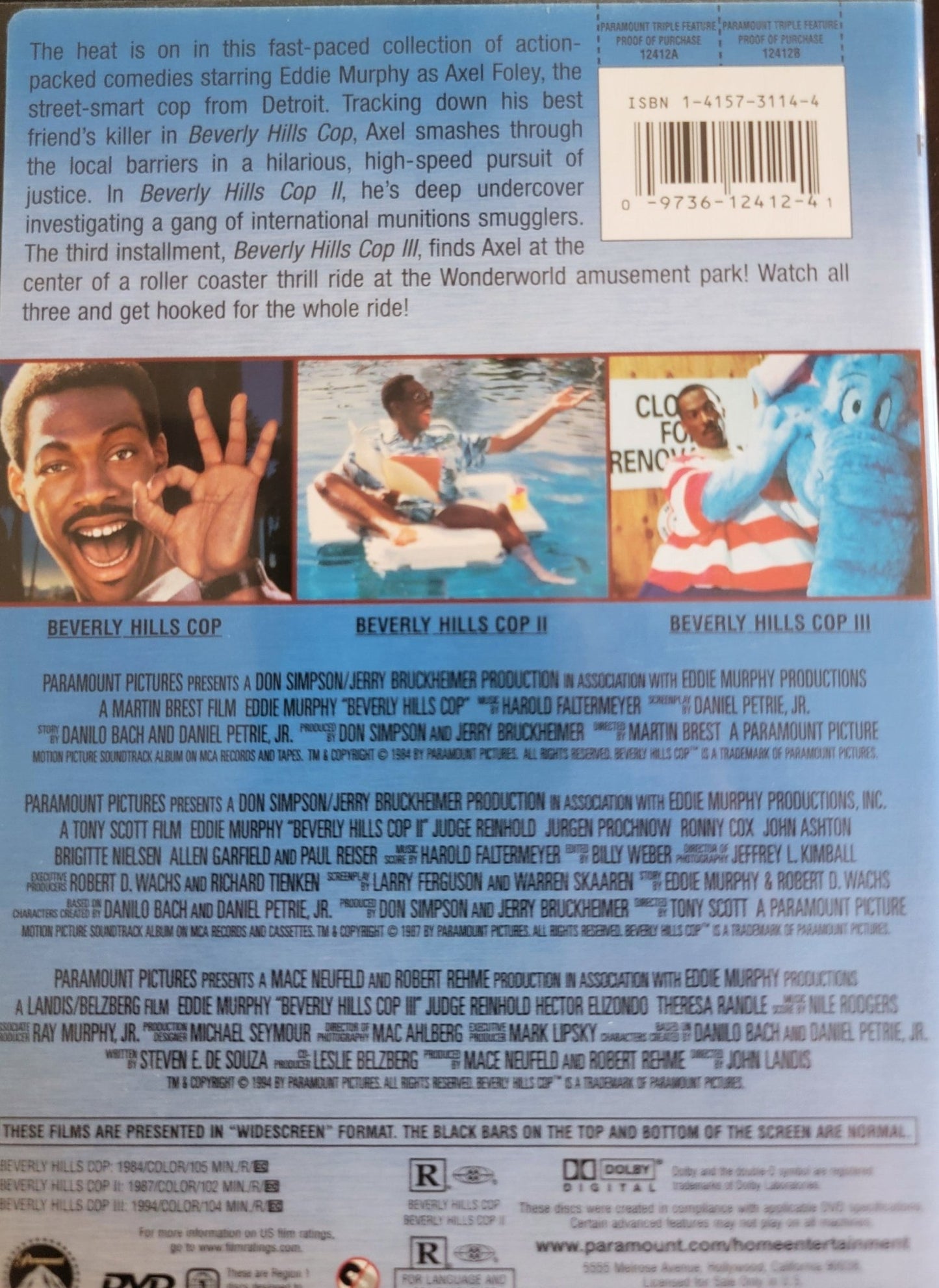 Paramount Pictures Home Entertainment - Triple Feature Beverly Hills Cop, Beverly Hills Cop II, & Beverly Hills Cop III | DVD | Widescreen - DVD - Steady Bunny Shop