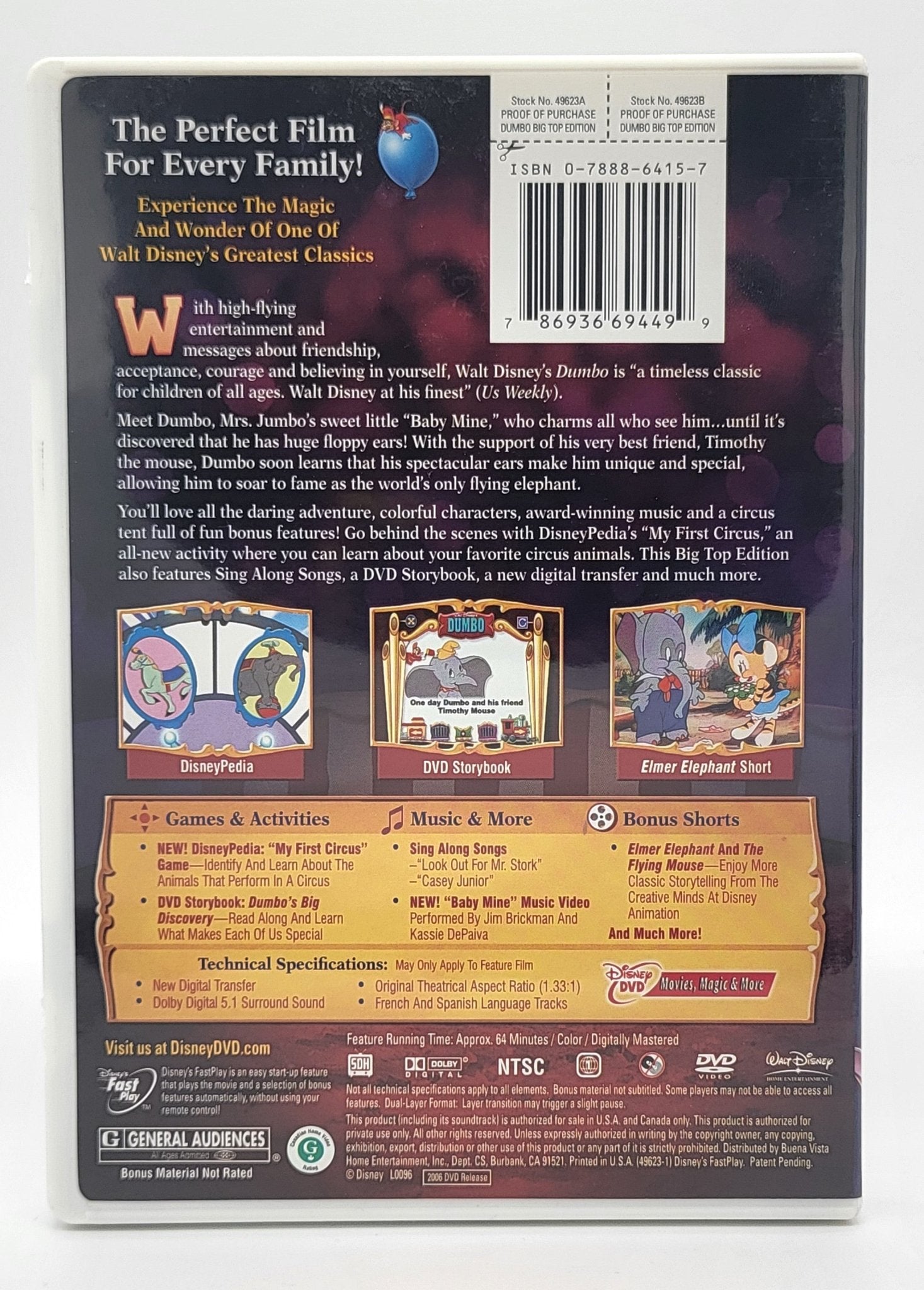 Walt Disney Home Entertainment - Walt Disney Dumbo - Big Top Edition | DVD | Original Theatrical Aspect Ratio - DVD - Steady Bunny Shop